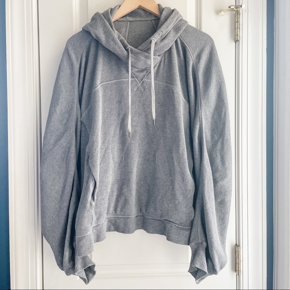 Lululemon Mellow In Waffle Knit Hoodie Size M / L Heathered Core Medium Grey
